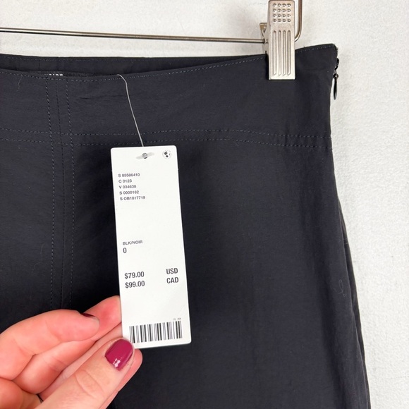 NWT Silence + Noise Hayley Black Nylon Cropped Kick-Flare Pant Sz 0 - Picture 7 of 11